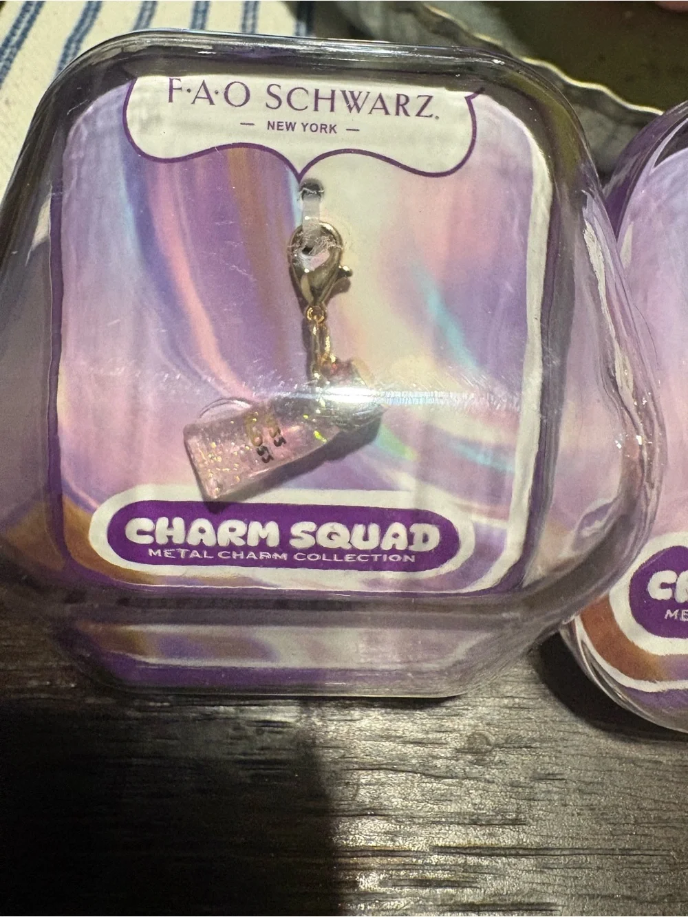 FAO Schwarz Gold-Tone Charm Squad Shaker Charm with Pink Glitter
